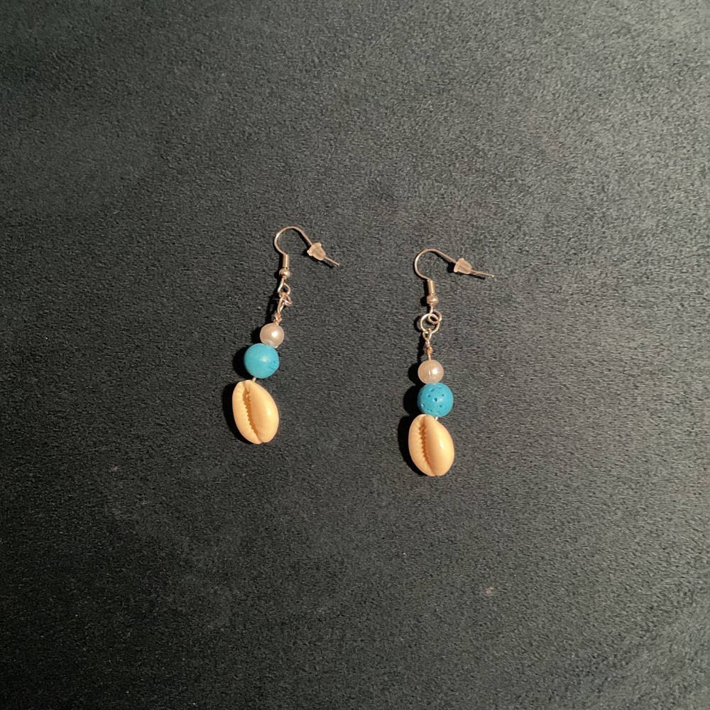 Shell and Bead Dangle Earrings